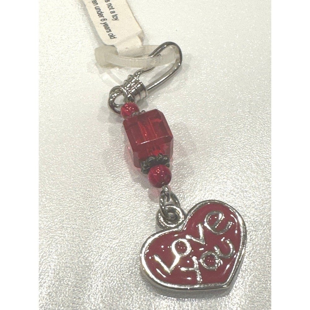 Ganz Love You Red Enamel Heart‎ Charm Beaded Swivel Clasp EK1879 New